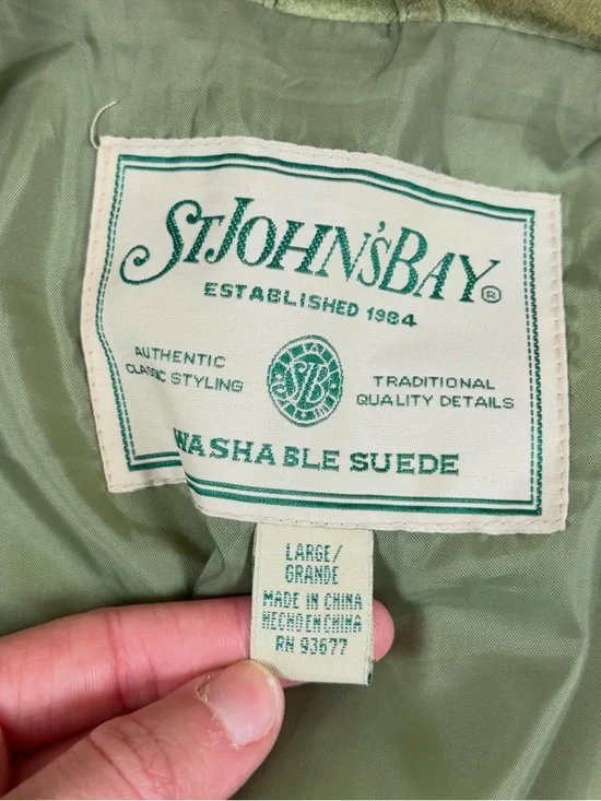 Vintage St. John’s Bay Green Suede Button Front Jacket Women’s Large Lightweight - Picture 5 of 15